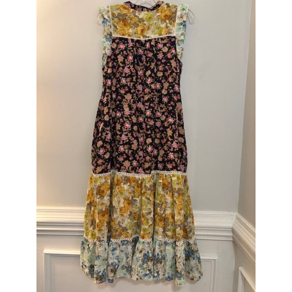 Anthropologie Ruffled Tiered Boho Romantic Coquette Patchwork Maxi Dress Med - Picture 3 of 10